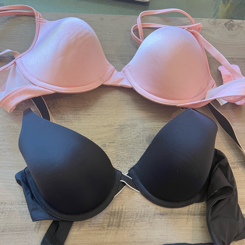 Maidenform Pink and Black Smooth T-Shirt Bra Duo